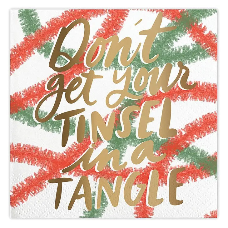 Thimblepress X Slant Foil Bev Napkins - Tinsel Tangle 20ct