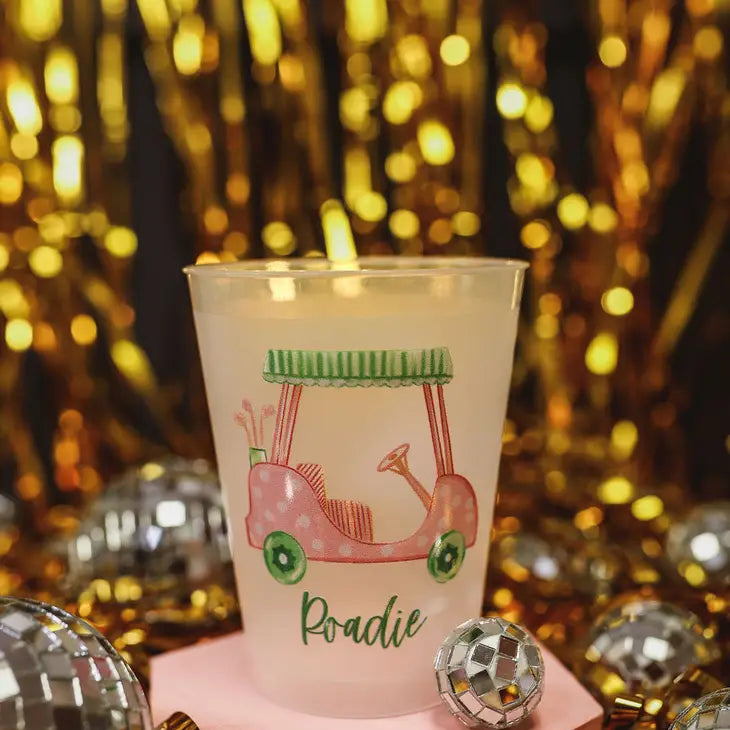 Girly Golf Cart Roadie Pink Masters Frosted Cups- Masters