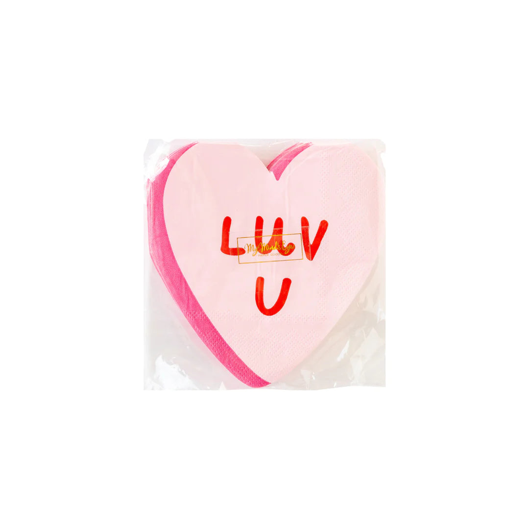 LUV U HEART SHAPED PAPER NAPKIN