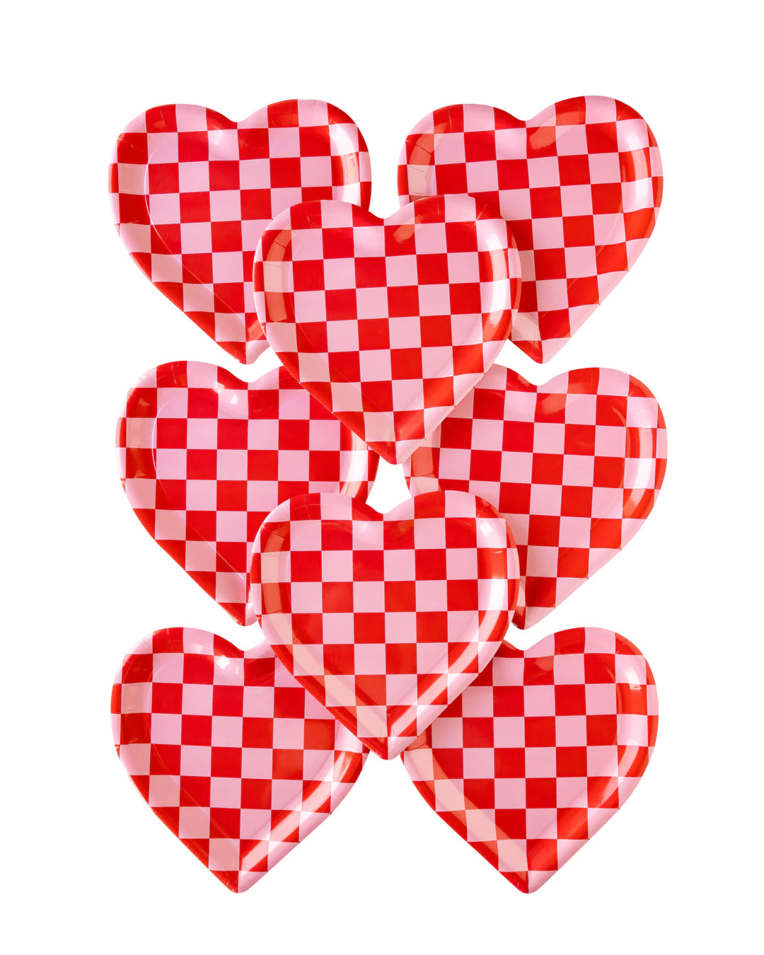 CHECKERED HEART SHAPED PAPER PLATE