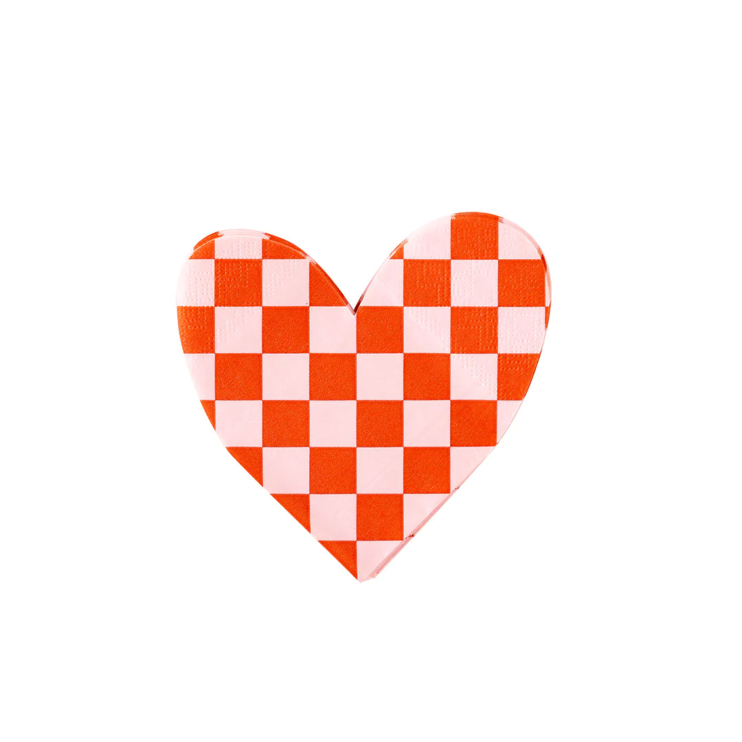 CHECKERED HEART PAPER NAPKIN