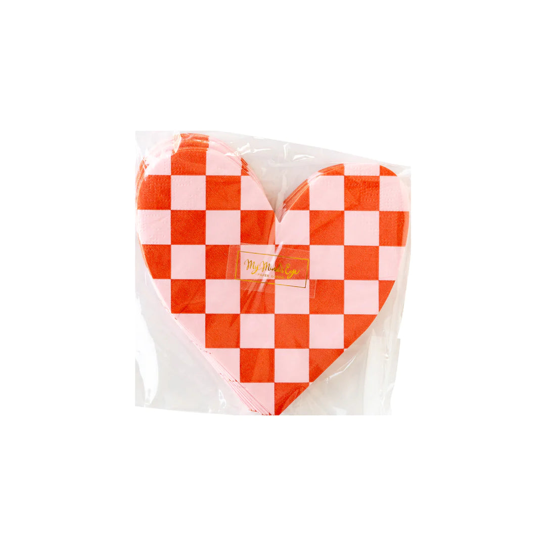 CHECKERED HEART PAPER NAPKIN