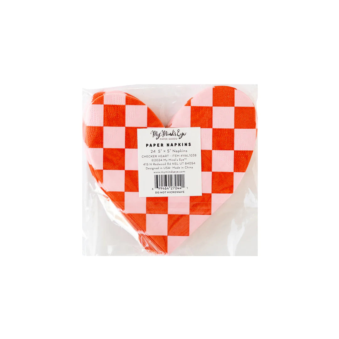 CHECKERED HEART PAPER NAPKIN