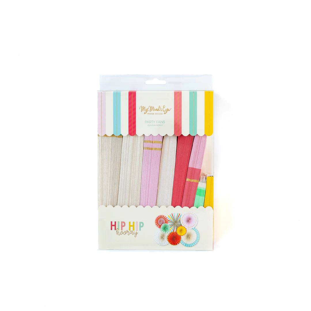 HIP HIP HOORAY PARTY FANS SET