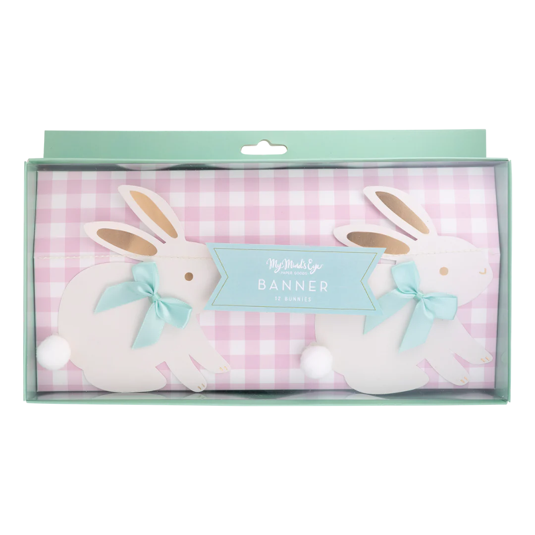 BUNNIES WITH RIBBON BOWS BANNER