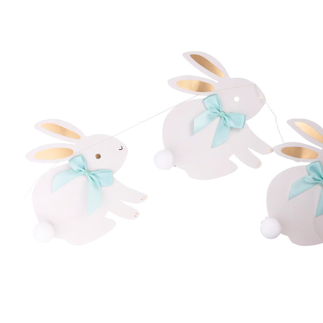 BUNNIES WITH RIBBON BOWS BANNER