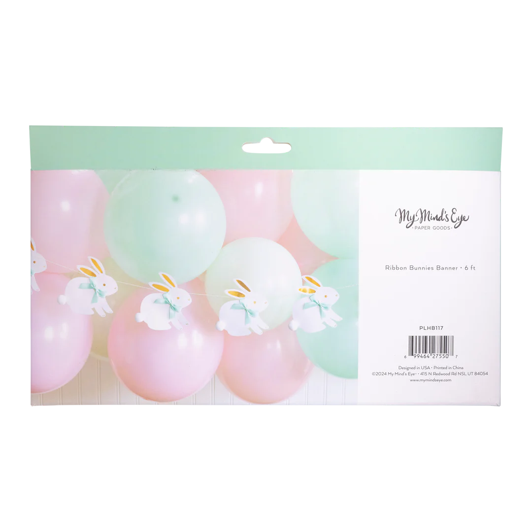 BUNNIES WITH RIBBON BOWS BANNER