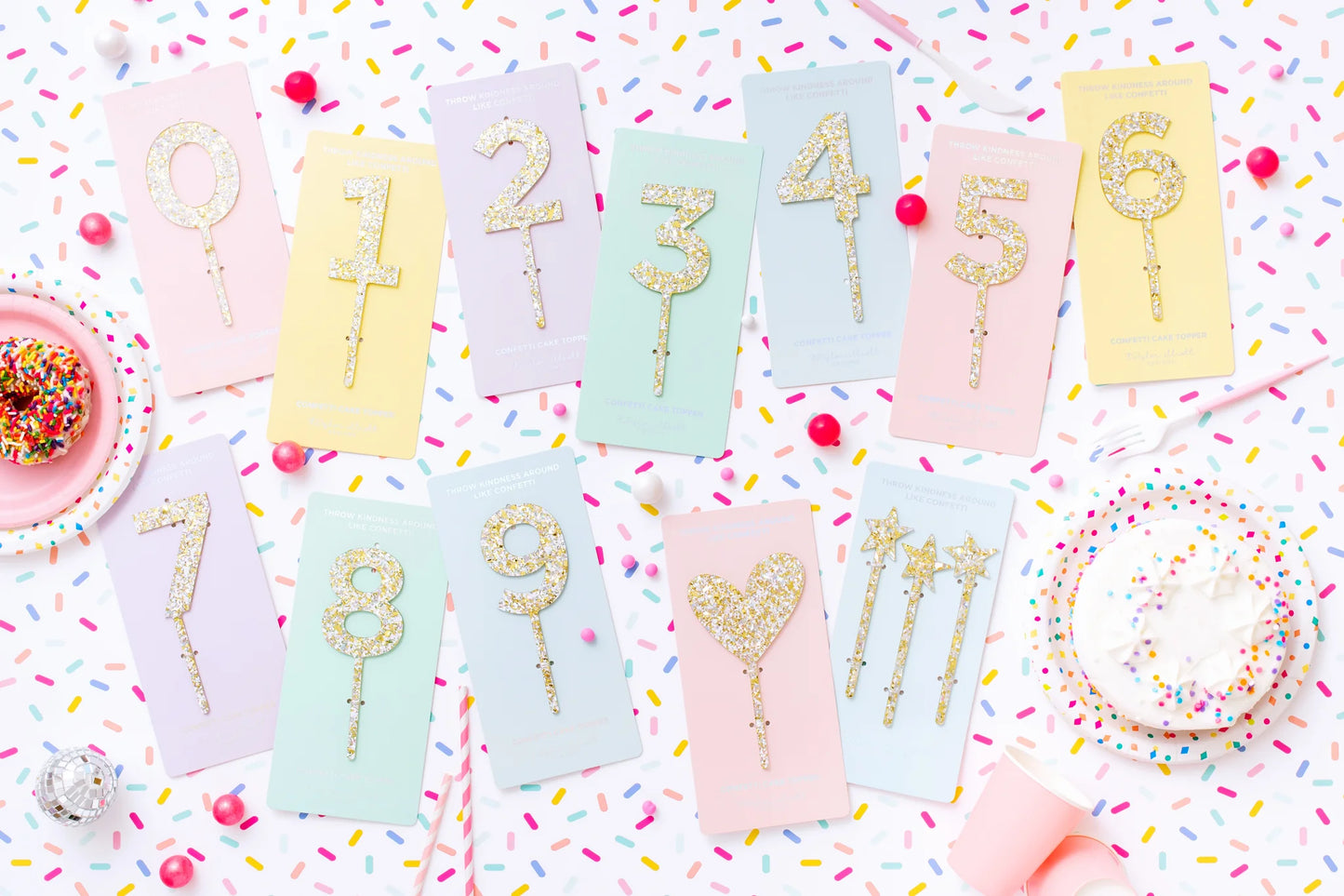 Star Pearl Confetti Cake Toppers (3)
