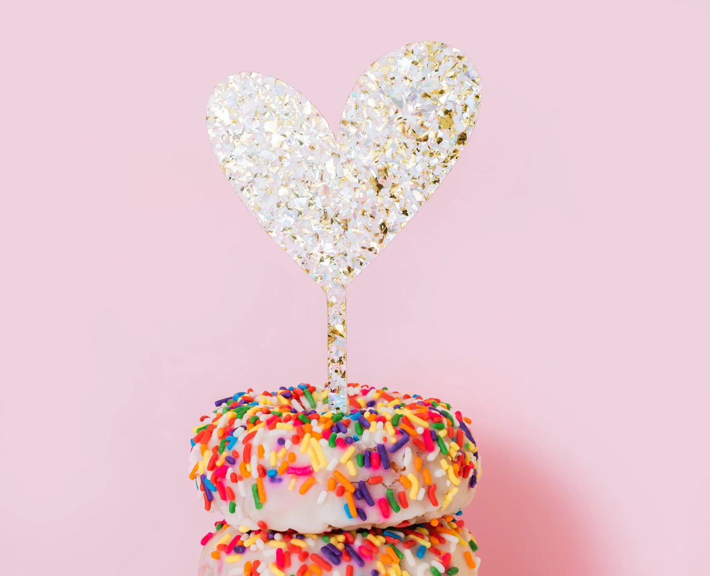 Heart Pearl Confetti Cake Topper - Heart