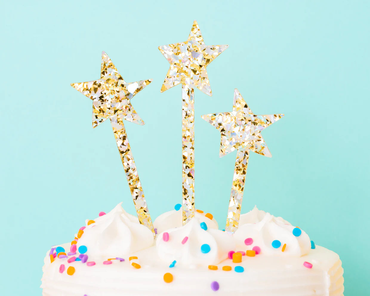 Star Pearl Confetti Cake Toppers (3)