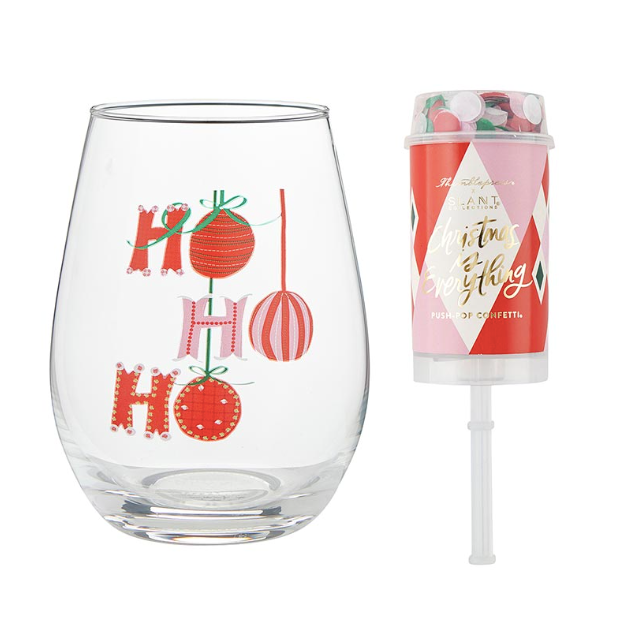 Wineglass & Popper Gift Set - Christmas is Everything Hohoho