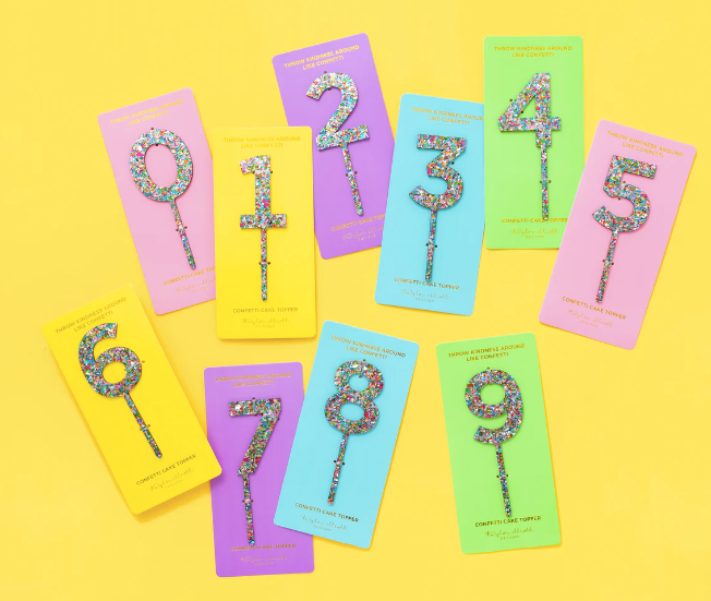 Colorful Confetti Cake Topper Numbers 0-9