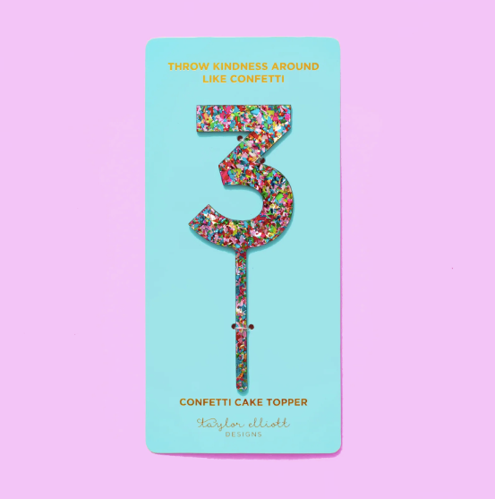 Colorful Confetti Cake Topper Numbers 0-9
