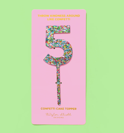 Colorful Confetti Cake Topper Numbers 0-9