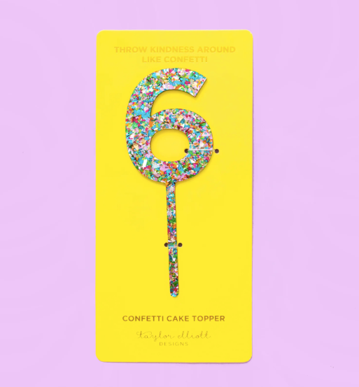 Colorful Confetti Cake Topper Numbers 0-9