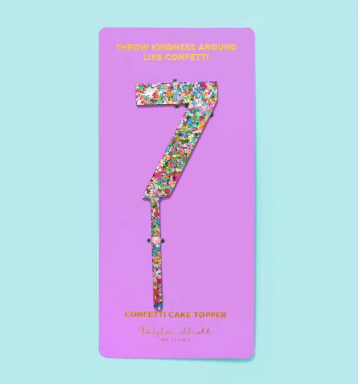 Colorful Confetti Cake Topper Numbers 0-9