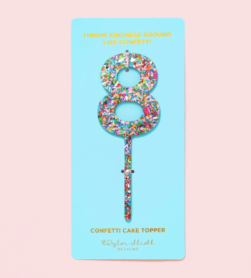 Colorful Confetti Cake Topper Numbers 0-9