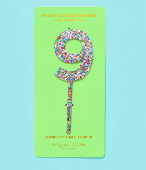 Colorful Confetti Cake Topper Numbers 0-9