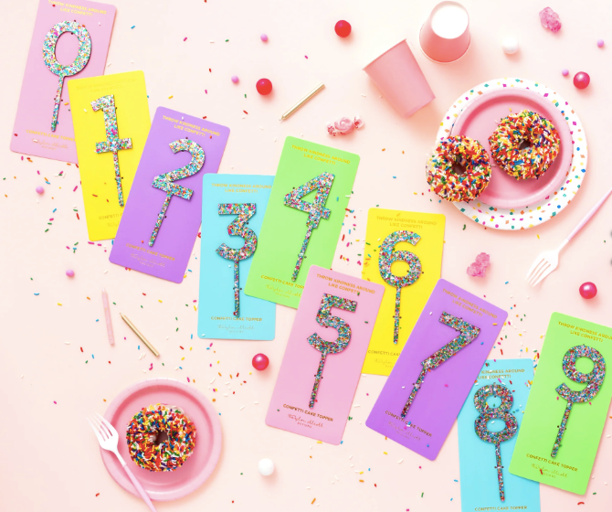 Colorful Confetti Cake Topper Numbers 0-9