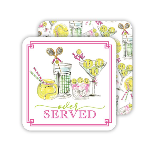 "Over Served" Reversible Tennis Cocktail Coasters