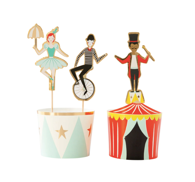 CARNIVAL BAKING CUPS WITH CUPCAKE PICKS