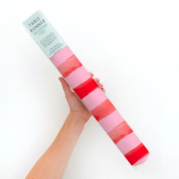 Holiday Pink & Red Stripe Table Runner Christmas Party Decor