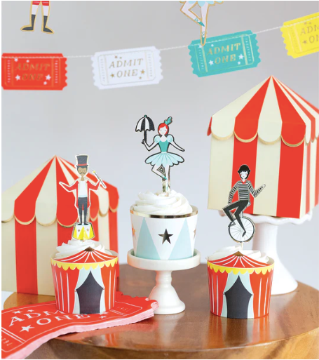 CARNIVAL BAKING CUPS WITH CUPCAKE PICKS